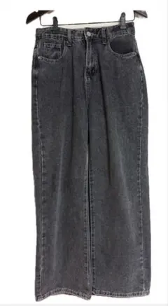 【DAZY】ハイウエスト ワイド デニム パンツ ブラック Mサイズ 美脚