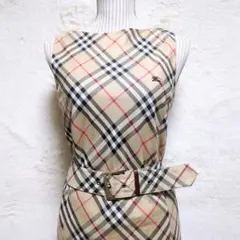 美品 バーバリーブルーレーベル ワンピース ベルト付き ノバチェック 40 L