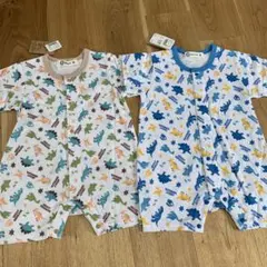 半袖ロンパース2枚セット新品未使用タグ付き80恐竜柄男の子双子色違い薄手夏用のサムネイル