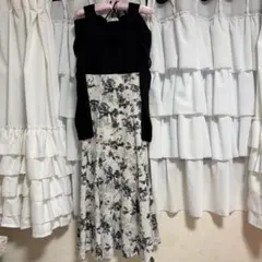 花柄スリーブレスロングドレス 花柄フリルドッキングワンピース