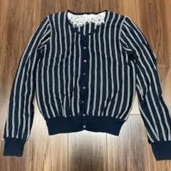 紺ストライプ　カーディガン M