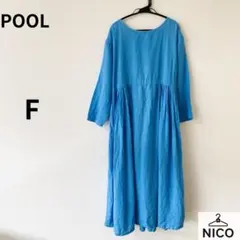 POOL いろいろの服 イデー リネンギャザーワンピース ブルー 麻 IDÉEのサムネイル
