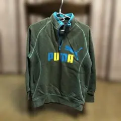 PUMA オリーブグリーン ハーフジップ トレーナー