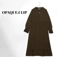【オペークドットクリップ】 ロングワンピース ドット柄 Vネック エレガント M