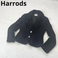 美品 ハロッズ ツイード ジャケット 黒 Mサイズ ウール、シルクミックス