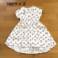 Jolly Jury さくらんぼ柄 ワンピース 100cm 半袖　シャツワンピのサムネイル