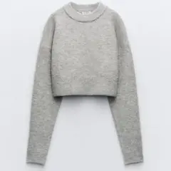 ZARA クロップド丈ニットセーター グレー M