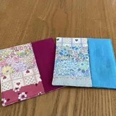 ハンドメイド花柄パッチ風コースター2枚セット