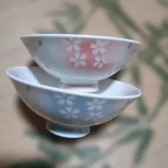 信峰 飯碗 夫婦茶碗 2個セット 桜柄 陶器 和食器のサムネイル