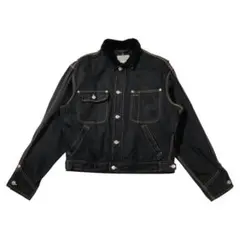 90s ポロラルフローレン 衿コーデュロイ切替 ブラックデニムジャケット