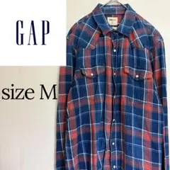 GAP 1969 チェックシャツ M ウエスタンシャツ ネルシャツ長袖　ギャップ