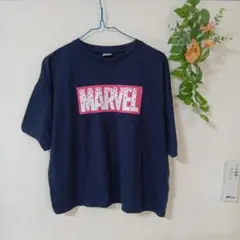 MARVEL ネイビー ロゴプリント Tシャツ Mのサムネイル