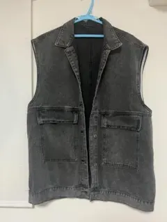 グレー デニムベスト ジレ