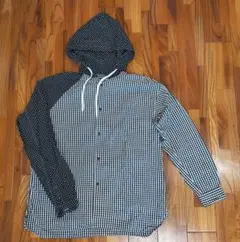 ganryu comme des garconsギンガム×ドットフーデッドシャツのサムネイル