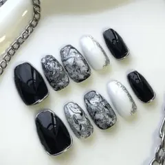 モノトーン ツイード柄 ネイルチップ 10本セット - メルカリ