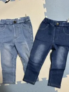 ライトブルー・ダークブルー デニムパンツセット