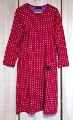 新品　マタノアツコ MEME総柄ワンピース・ネグリジェ・ルームウェアM・赤 新品 マタノアツコ MEME総柄ワンピース・ネグリジェ・ルーム