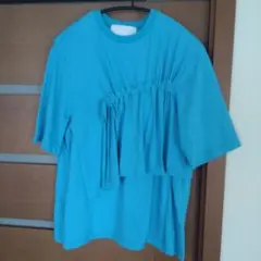 TRANOL. ギャザーデザイン 半袖Tシャツ ブルー