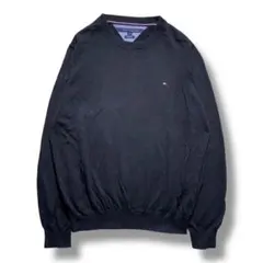F1573　【即購入OK】TOMMY HILFIGERピマコットンニット　L　黒のサムネイル