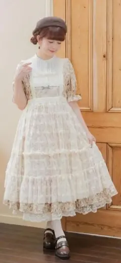 青木美沙子 しまむら コラボ チュールドットリボンワンピース エプロン