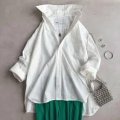 美品▲TICCA ティッカ /スクエアワイドスリーブシャツ▲ホワイト　ゆったり