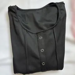 リブ編み ブラック 長袖シャツ