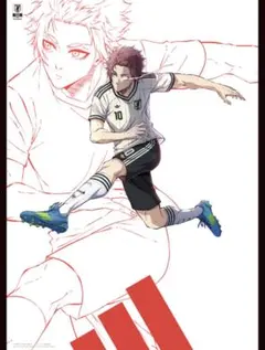 adidas サッカー日本代表 ブルーロック ポスター+圧着ステッカー 凪誠