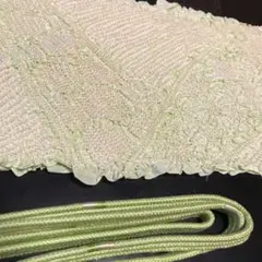 美品　帯揚　帯締　2点セット　黄緑　和装　着物小物セット　正絹　付下げ小物