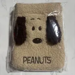 PEANUTS スヌーピーモコモコスマホバッグ　ベージュ