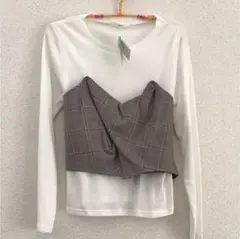 最終お値下げベスト付き風トップス新品未使用タグ付き