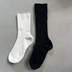 靴下　ホワイト ブラック 2足セット　19〜21