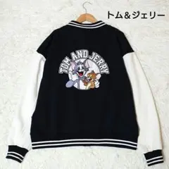 希少 トム＆ジェリー【M】スタジャン 全刺繍 黒/白 男女兼用