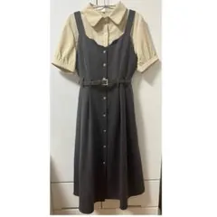 Yuruly ノースリーブシャツワンピース グレー