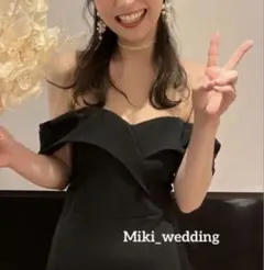 流行✴︎人気✴︎ブラックオフショルドレス　ウェディングドレス　黒　二次会　前撮り