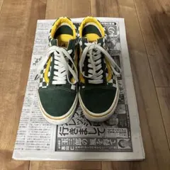 Vans チェッカーパターン スニーカー グリーン/イエロー
