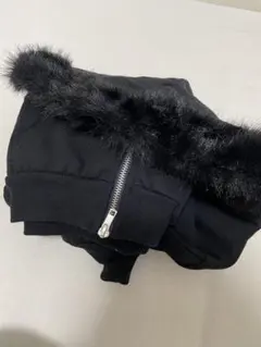 GRL ファーフードジップパーカー L 黒