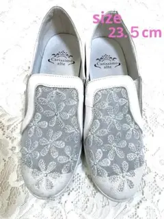 Carissmo alte カリシモアルテ　花柄ビジュー スリッポン ホワイト
