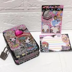 希少　平成レトロ　平成女児　メモ帳　鍵付き缶ケース　女の子　当時物　セット