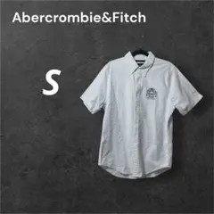 アバクロンビー&フィッチ ホワイト×ブルー S 半袖 ポロシャツ ストライプ