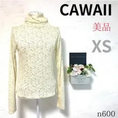 【カワイイ】レディース Tシャツ 長袖 レース 透け感 タートルネック 白 XS