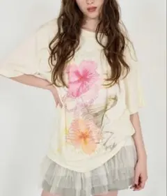 tinajojun フラワーコラージュ オーバーTシャツのサムネイル