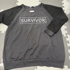 シースルー袖　プリント長袖トップス