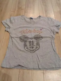 Disney ミッキー ラインストーンTシャツ グレー