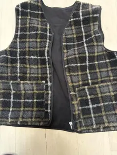 H&M メンズ ベスト ボア チェック柄