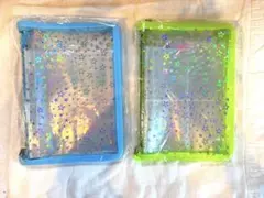 リフィル10枚付きA5 シール帳 ホログラム 星 バインダー 水色 蛍光イエロー
