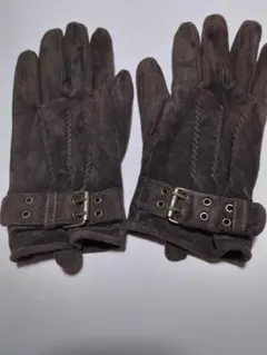 コムサイズム　ダークブラウン スエード手袋