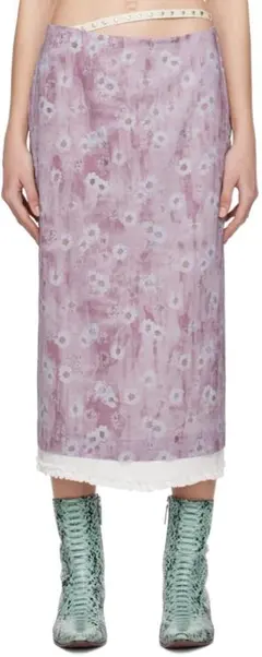 Acne Studios 膝下　花柄スカート　パープル　ピンクのサムネイル