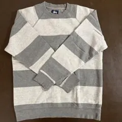 Stussy グレー ストライプ トレーナー M
