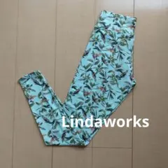 LindaWorks 葉柄プリント ヨガウェア　レギンス【М】