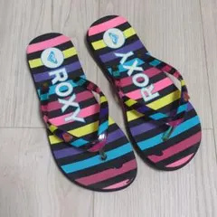 ROXY ロキシー ビーチサンダル マルチカラー ボーダー